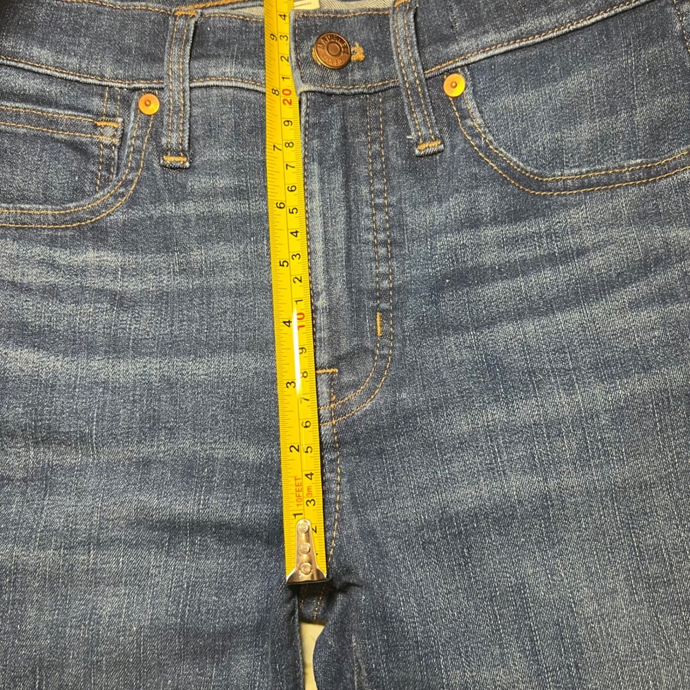 Madewell 9 Mid-Rise Skinny Jeans Blue Raw Hem Denim Size 27 - Picture 10 of 12